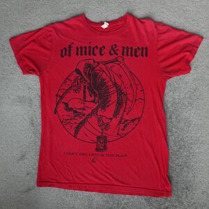 OF MICE & MEN Shirt Men's S Red Reaper Graphic Short Sleeve Band Tee Rock Metal